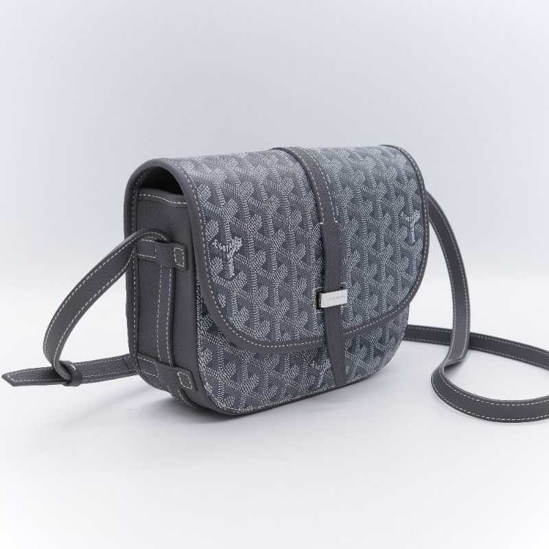 （超級新♥️全配全套）Goyard 戈雅 Belvedere PM小號 灰色 經典花紋 防水帆布 牛皮 翻蓋斜背包 郵差包-2
