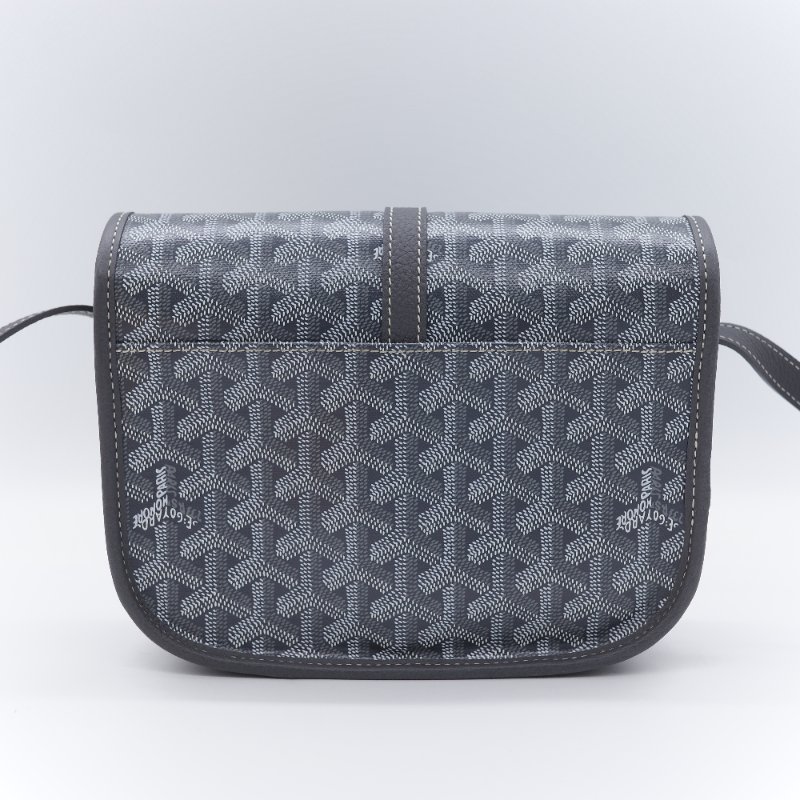 （超級新♥️全配全套）Goyard 戈雅 Belvedere PM小號 灰色 經典花紋 防水帆布 牛皮 翻蓋斜背包 郵差包-5