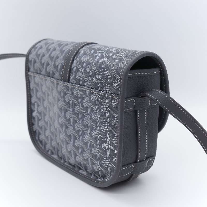 （超級新♥️全配全套）Goyard 戈雅 Belvedere PM小號 灰色 經典花紋 防水帆布 牛皮 翻蓋斜背包 郵差包-6