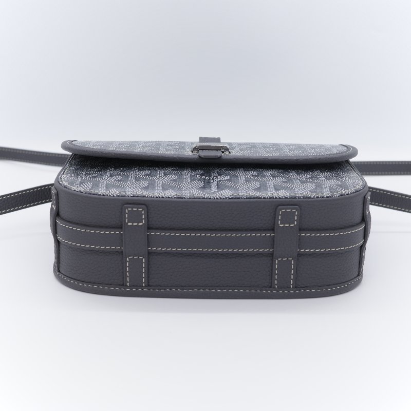 （超級新♥️全配全套）Goyard 戈雅 Belvedere PM小號 灰色 經典花紋 防水帆布 牛皮 翻蓋斜背包 郵差包-7