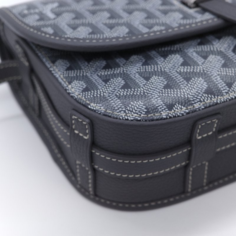 （超級新♥️全配全套）Goyard 戈雅 Belvedere PM小號 灰色 經典花紋 防水帆布 牛皮 翻蓋斜背包 郵差包-8