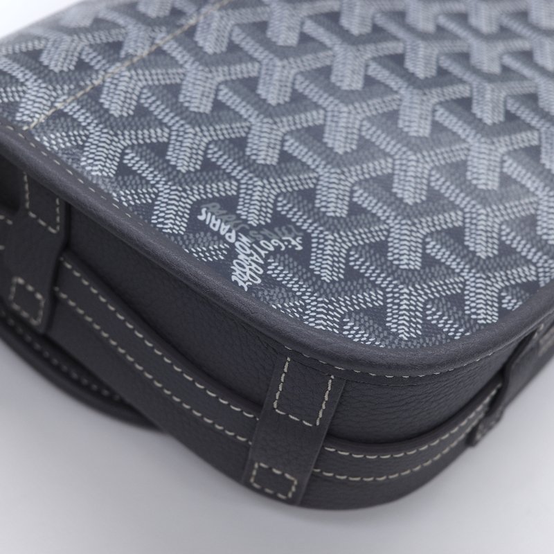 （超級新♥️全配全套）Goyard 戈雅 Belvedere PM小號 灰色 經典花紋 防水帆布 牛皮 翻蓋斜背包 郵差包-10