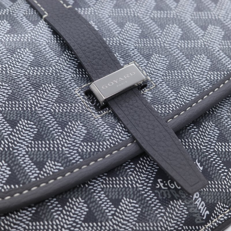 （超級新♥️全配全套）Goyard 戈雅 Belvedere PM小號 灰色 經典花紋 防水帆布 牛皮 翻蓋斜背包 郵差包-18
