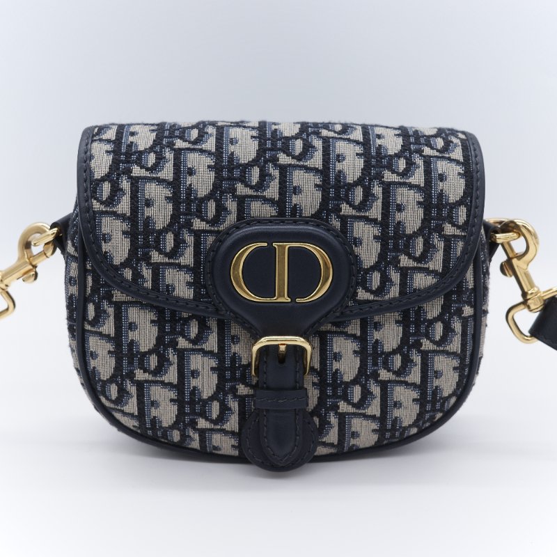Dior 迪奧 Bobby Bag 小號 經典藍色 緹花帆布 斜背包 肩背包-1