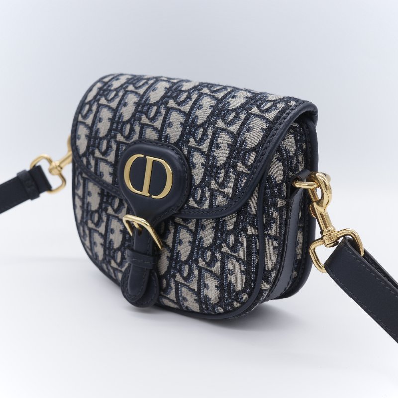 Dior 迪奧 Bobby Bag 小號 經典藍色 緹花帆布 斜背包 肩背包-2
