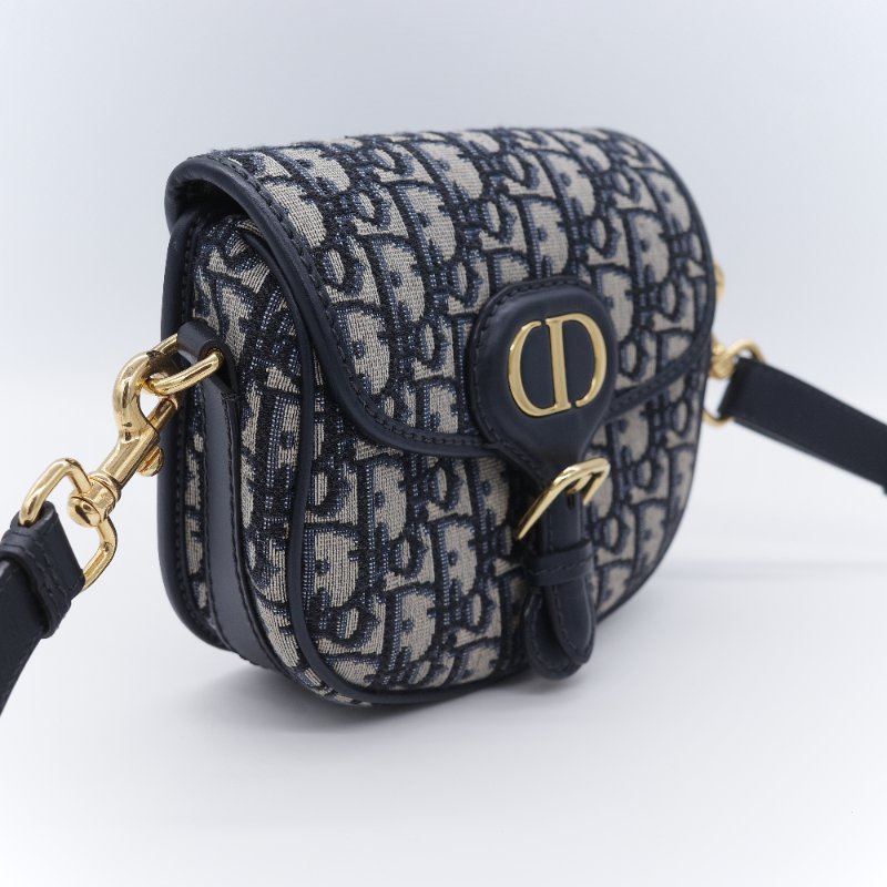 Dior 迪奧 Bobby Bag 小號 經典藍色 緹花帆布 斜背包 肩背包-3