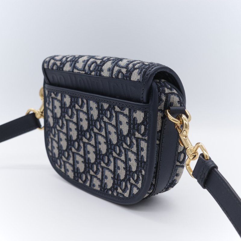 Dior 迪奧 Bobby Bag 小號 經典藍色 緹花帆布 斜背包 肩背包-4