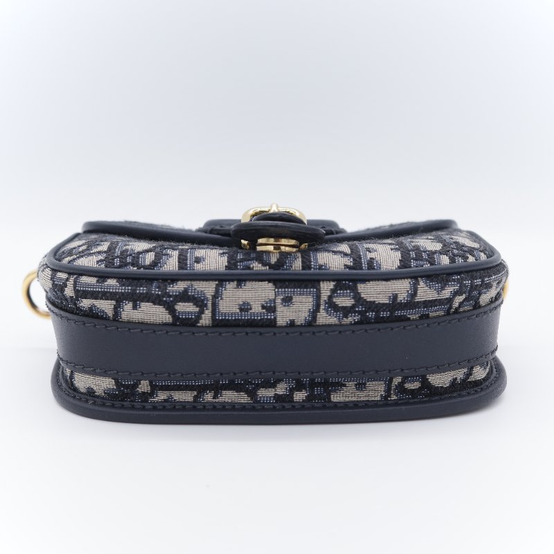 Dior 迪奧 Bobby Bag 小號 經典藍色 緹花帆布 斜背包 肩背包-7