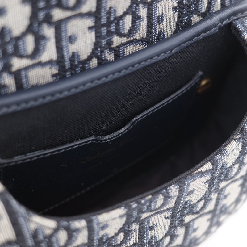 Dior 迪奧 Bobby Bag 小號 經典藍色 緹花帆布 斜背包 肩背包-8