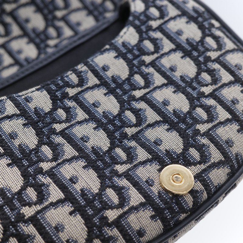 Dior 迪奧 Bobby Bag 小號 經典藍色 緹花帆布 斜背包 肩背包-11