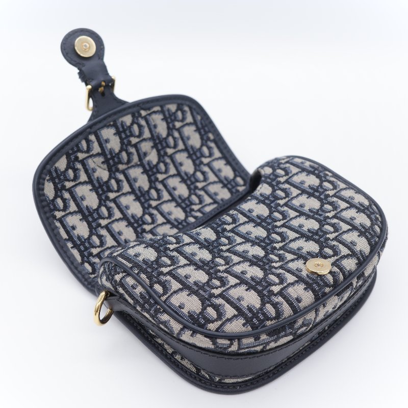Dior 迪奧 Bobby Bag 小號 經典藍色 緹花帆布 斜背包 肩背包-12