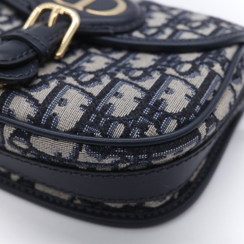 Dior 迪奧 Bobby Bag 小號 經典藍色 緹花帆布 斜背包 肩背包-16