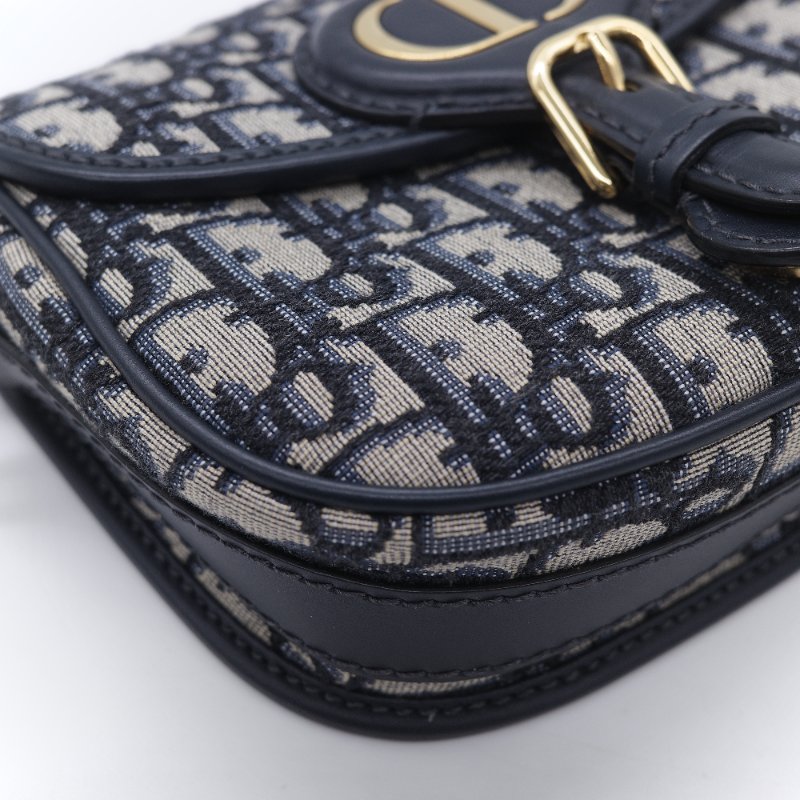 Dior 迪奧 Bobby Bag 小號 經典藍色 緹花帆布 斜背包 肩背包-17
