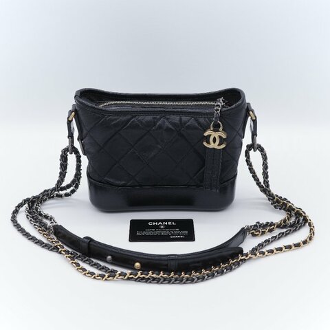 Chanel 香奈兒 Gabrielle Hobo 菱格紋 黑色 小牛皮 小型流浪包