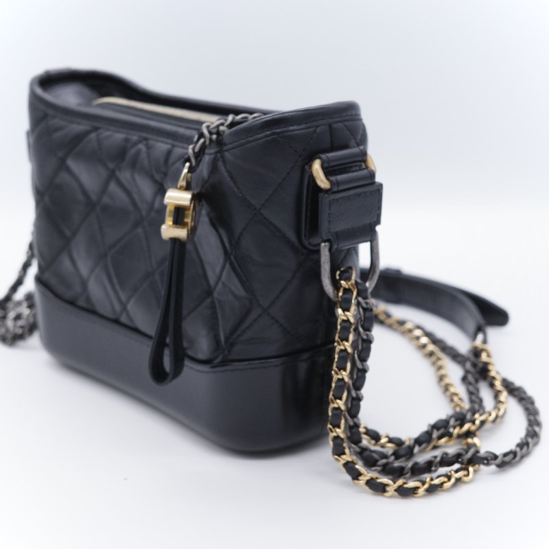 Chanel 香奈兒 Gabrielle Hobo 菱格紋 黑色 小牛皮 小型流浪包-2