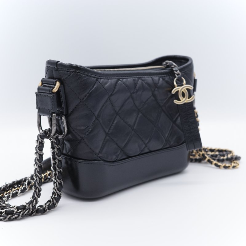 Chanel 香奈兒 Gabrielle Hobo 菱格紋 黑色 小牛皮 小型流浪包-3
