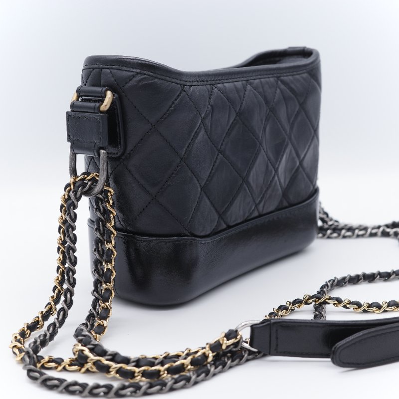 Chanel 香奈兒 Gabrielle Hobo 菱格紋 黑色 小牛皮 小型流浪包-4