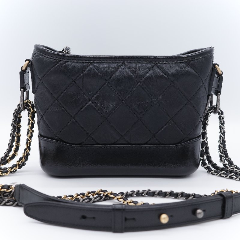 Chanel 香奈兒 Gabrielle Hobo 菱格紋 黑色 小牛皮 小型流浪包-6