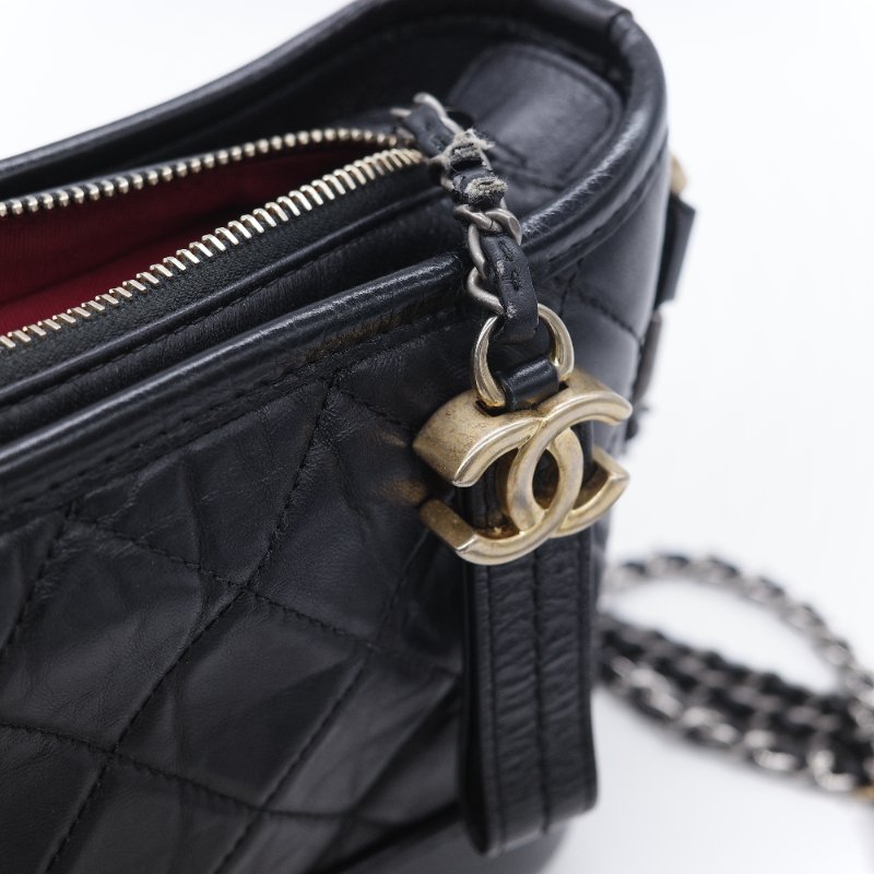 Chanel 香奈兒 Gabrielle Hobo 菱格紋 黑色 小牛皮 小型流浪包-9