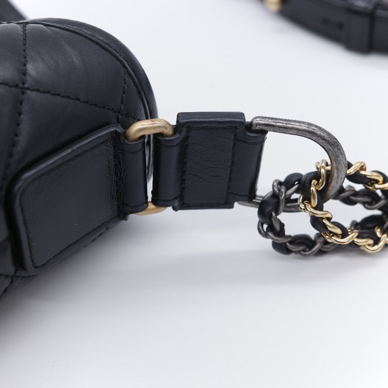 Chanel 香奈兒 Gabrielle Hobo 菱格紋 黑色 小牛皮 小型流浪包-12