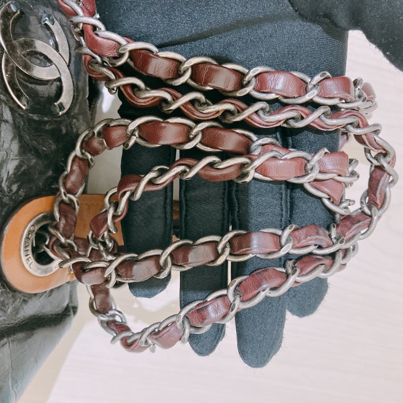 TK1955	香奈兒 牛皮皮革 鏈帶手挽肩背  Black Quilted Iridescent Calfskin Leather Small In-The-Mix Tote Bag-30