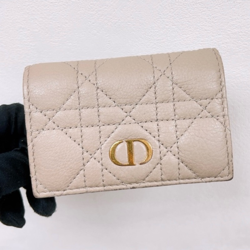 💰大出清 Dior Caro Glycine 錢包 沙色柔軟 Cannage 籐格紋小牛皮-1