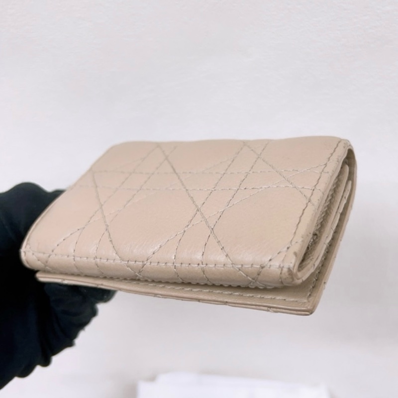 💰大出清 Dior Caro Glycine 錢包 沙色柔軟 Cannage 籐格紋小牛皮-5