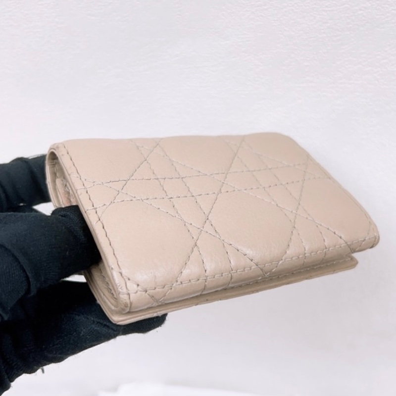 💰大出清 Dior Caro Glycine 錢包 沙色柔軟 Cannage 籐格紋小牛皮-6