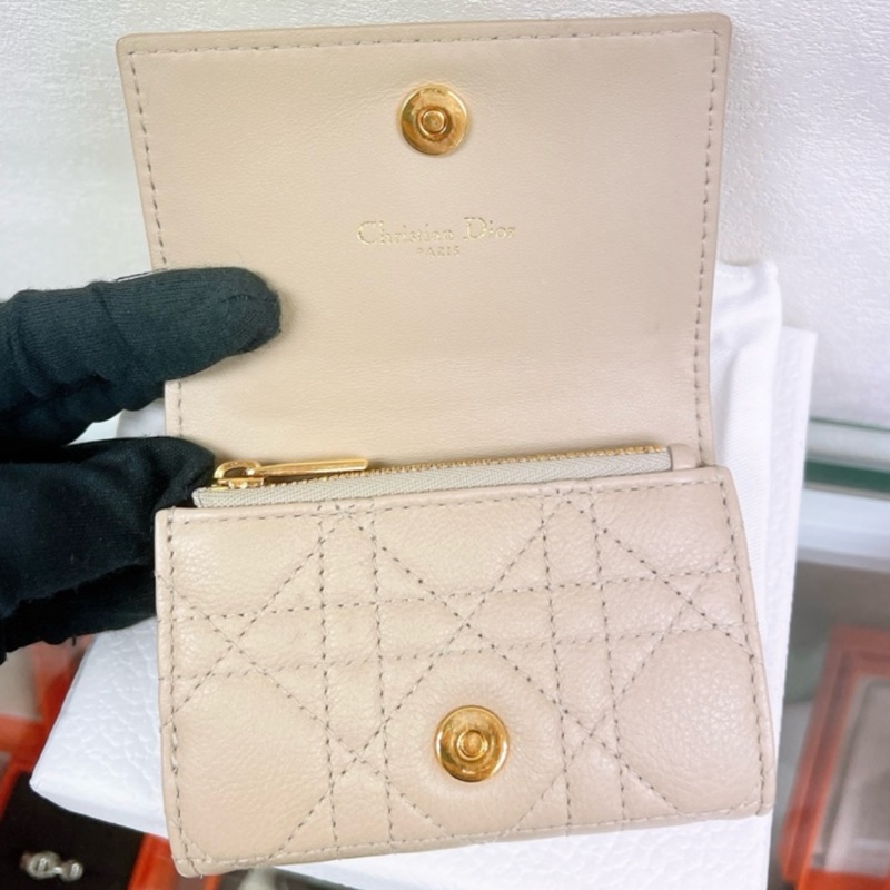💰大出清 Dior Caro Glycine 錢包 沙色柔軟 Cannage 籐格紋小牛皮-7