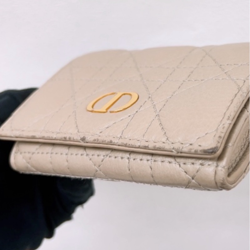 💰大出清 Dior Caro Glycine 錢包 沙色柔軟 Cannage 籐格紋小牛皮-12