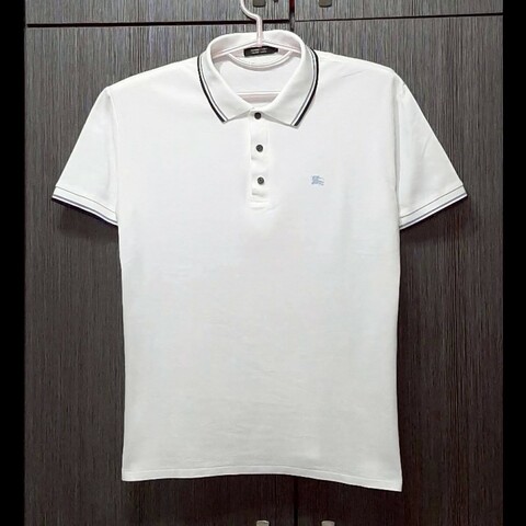 （日本製MIJ）絕版BURBERRY 博柏利 BLACK LABEL 黑標 戰馬 男白色短袖POLO衫3號
