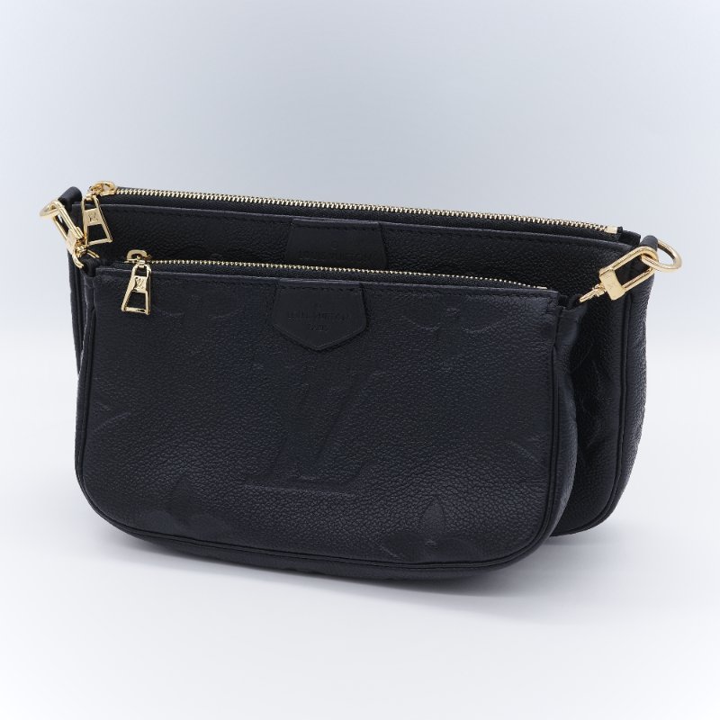 Louis Vuitton 路易威登 Multi Pochette Accessoires 黑色 壓花牛皮 斜背包-3