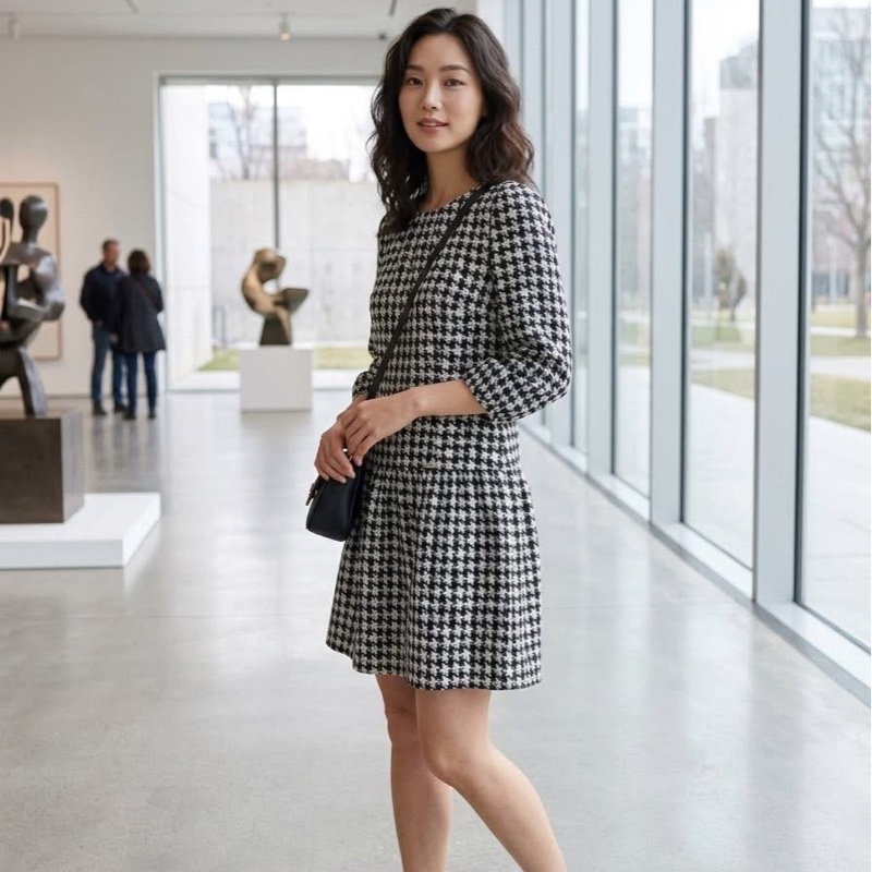 BURBERRY 藍標千鳥格紋洋裝-0