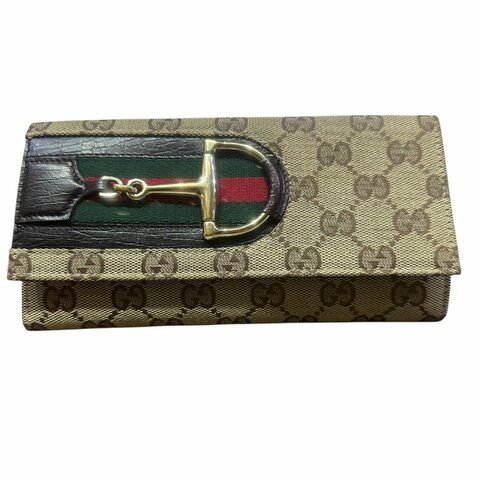 【美收精品】GUCCI茶色老花長夾 5-89