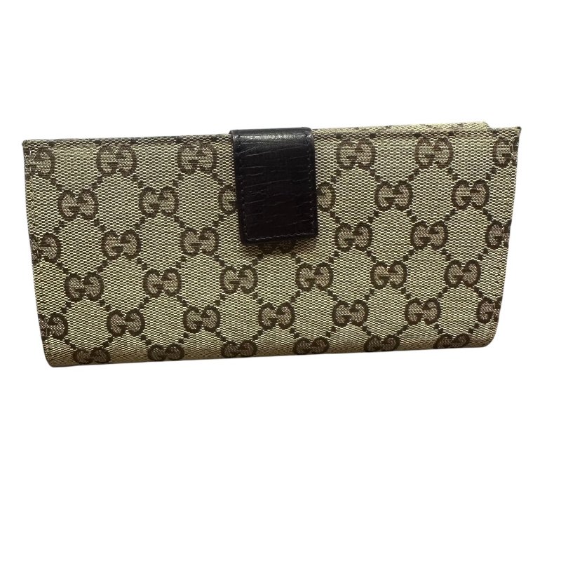 【美收精品】GUCCI茶色老花長夾 5-89-1