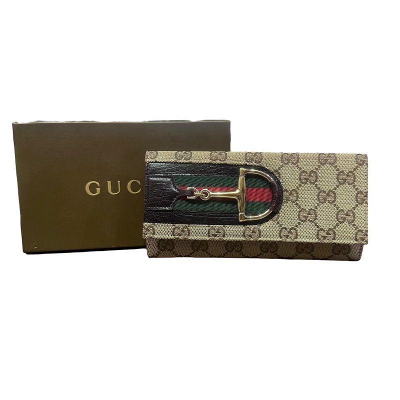 【美收精品】GUCCI茶色老花長夾 5-89-13