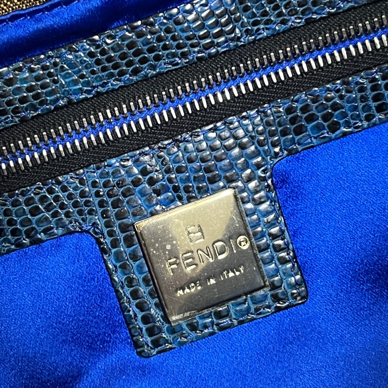 FENDI 中古稀有法棍 老花包 Baguette 彩珠刺繡拚花 Tobacco Zucca-13