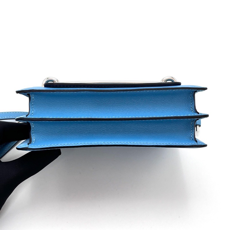 HERMESroulis mini馬卡龍藍銀扣豬鼻子肩背斜背包17.5*15*6 98新配件塵袋-4