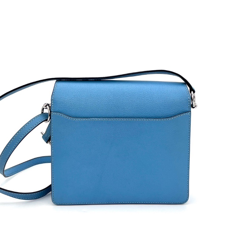 HERMESroulis mini馬卡龍藍銀扣豬鼻子肩背斜背包17.5*15*6 98新配件塵袋-6