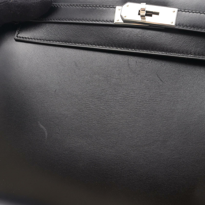 愛馬仕 Kelly 32 單肩手提包，Box 小牛皮，黑色 SHW，二手 K-8