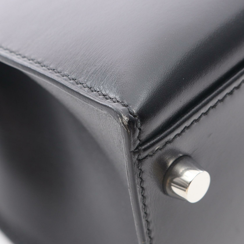 愛馬仕 Kelly 32 單肩手提包，Box 小牛皮，黑色 SHW，二手 K-9