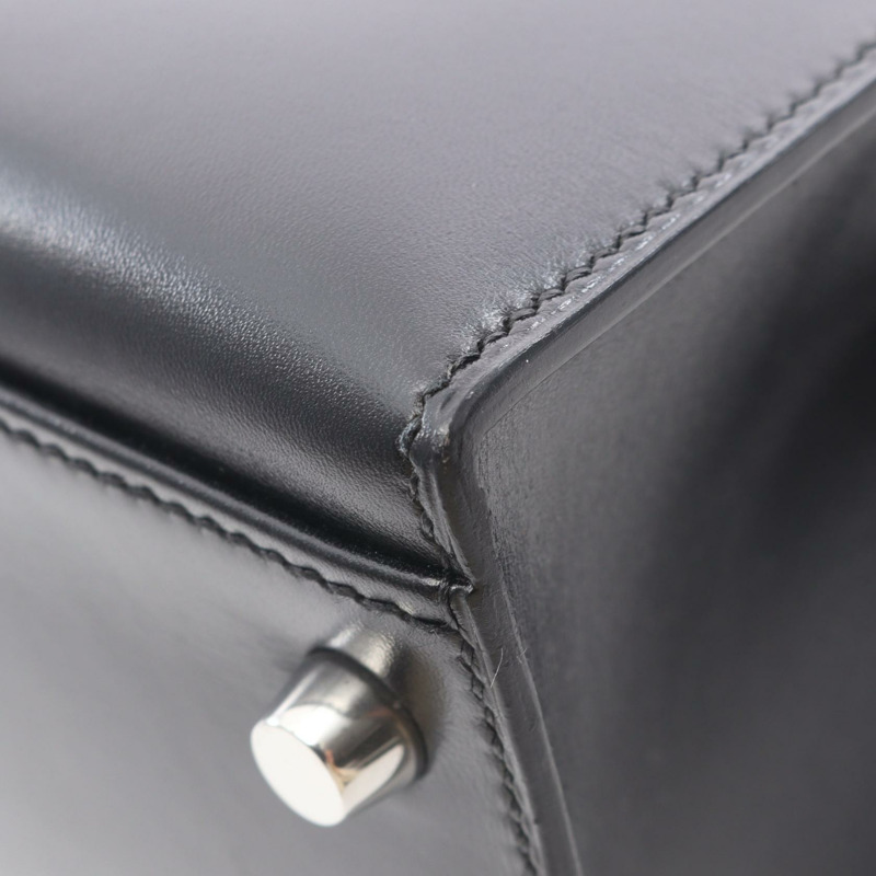 愛馬仕 Kelly 32 單肩手提包，Box 小牛皮，黑色 SHW，二手 K-10