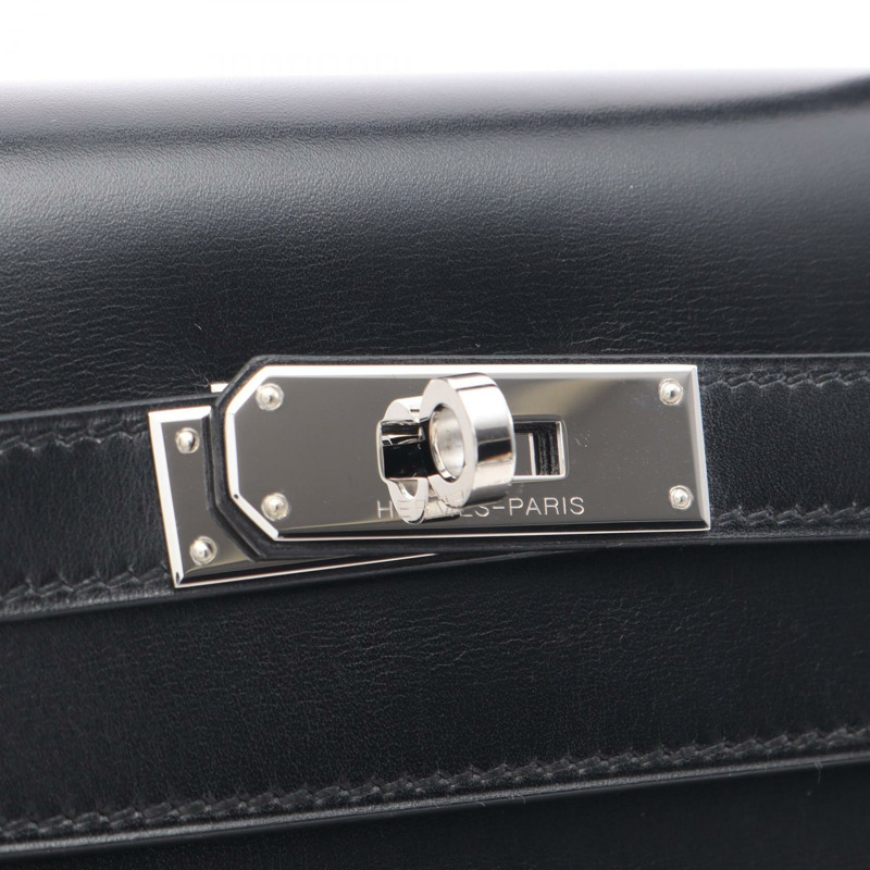 愛馬仕 Kelly 32 單肩手提包，Box 小牛皮，黑色 SHW，二手 K-12