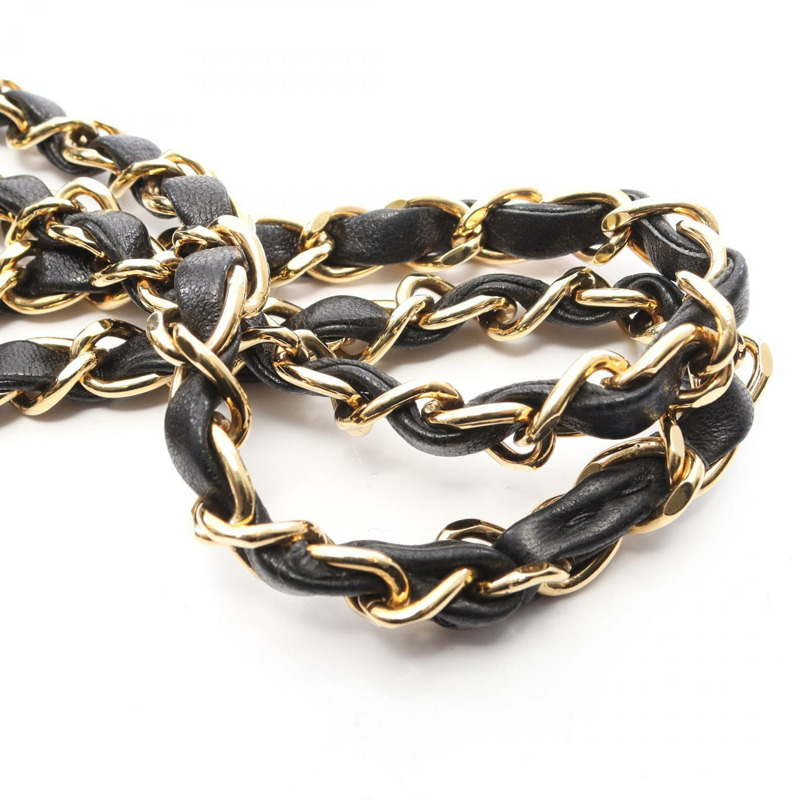 香奈兒 (CHANEL) Matelasse 雙蓋鏈條肩背包，羊皮材質，黑色，金色五金，二手，女士 CC-12