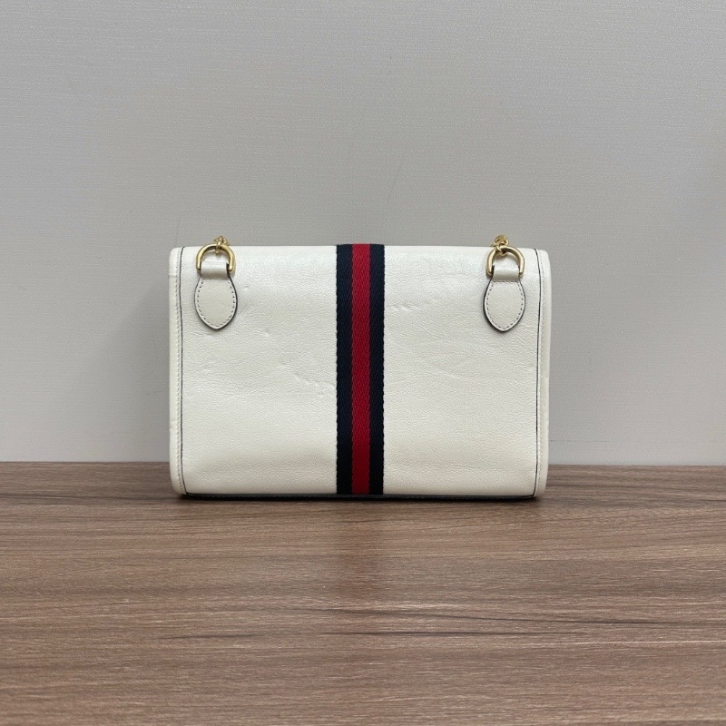 GUCCI白色中號Rajah琺瑯 水晶虎頭肩背斜背鏈條包24*16*5 98新配件塵袋-6