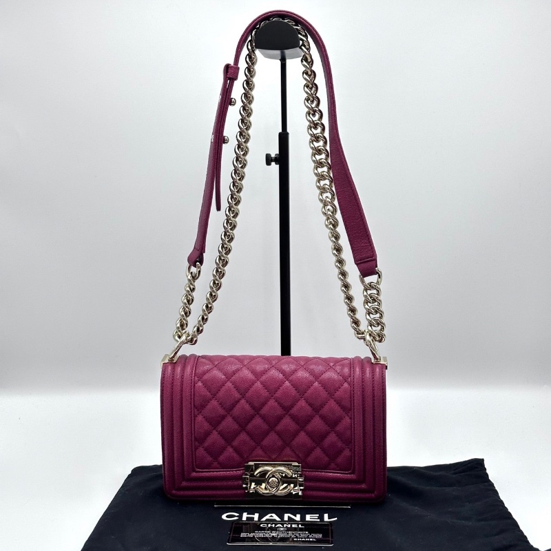 CHANEL 金扣荔枝紋牛皮 leboy小號肩背斜背包20*12*8 98新配件塵袋 保卡-1