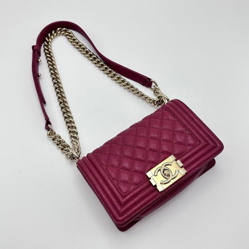 CHANEL 金扣荔枝紋牛皮 leboy小號肩背斜背包20*12*8 98新配件塵袋 保卡-3