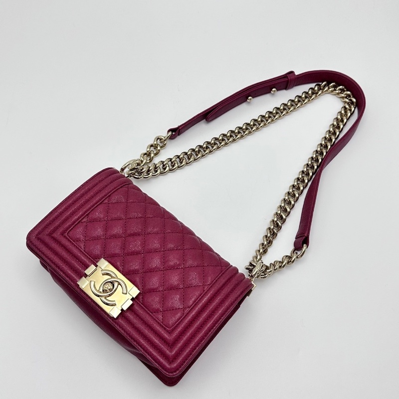 CHANEL 金扣荔枝紋牛皮 leboy小號肩背斜背包20*12*8 98新配件塵袋 保卡-5