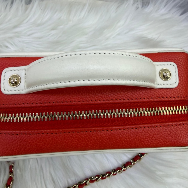 Caviar Quilted Small CC Filigree Vanity Case Blue White Red-5