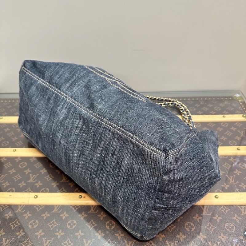 CHANEL 牛仔丹寧外縫線 手提腋下子母hobo包44*35*19 98新配件塵袋-5
